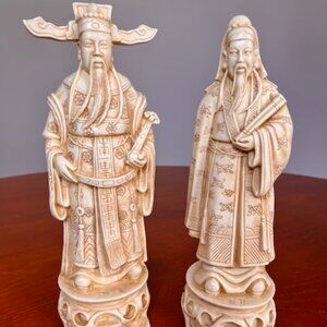 Ornate Chines Art - Vintage Wise Men Figurines - Knowledge, Wisdom, Deity